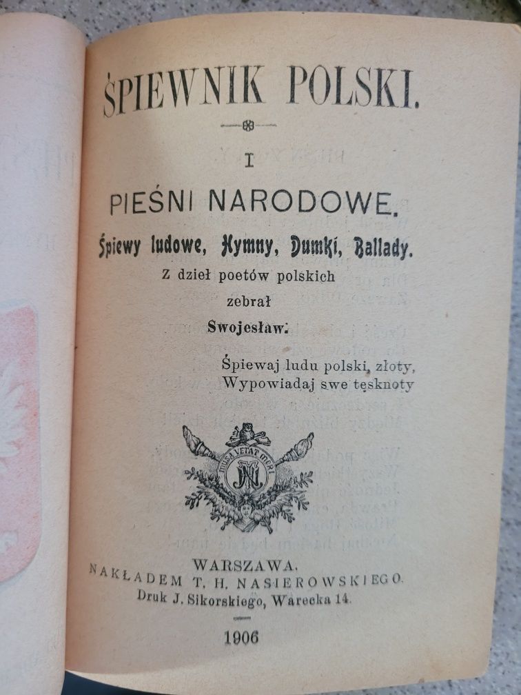 Śpiewnik polski 1906 nakł.T.H.Nasierowskiego