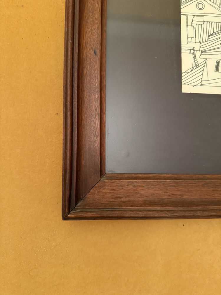 Moldura de madeira com serigrafia