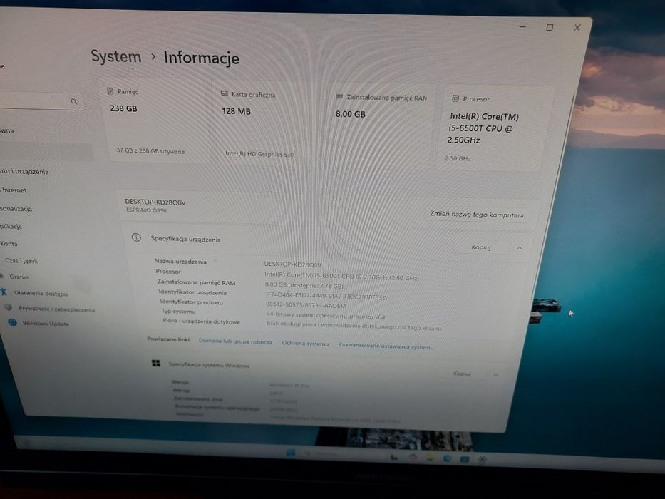 Fujitsu Q956 mini PC komputer  i5 6 generacji 8gb  256GB SSD Samsung