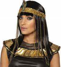 Strój karnawałowy peruka Egipcjanka Faraon kleopatra czarna + opaska