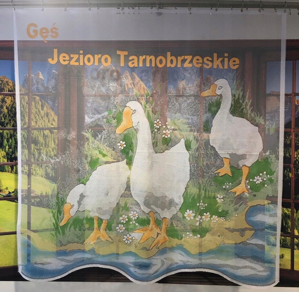 Firanka gąski 150x150cm firana żakard dla dzieci gęsi kolorowe firany