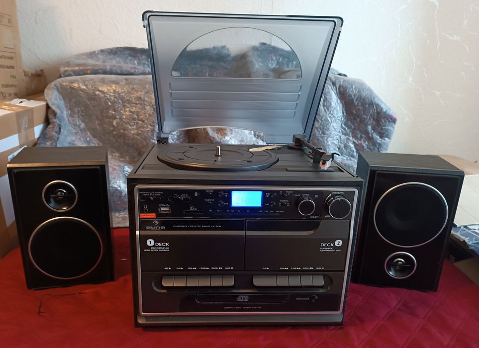 Програвач вінілу Auna 388-BT, BT, MP3, FM, SD, AUX, касета