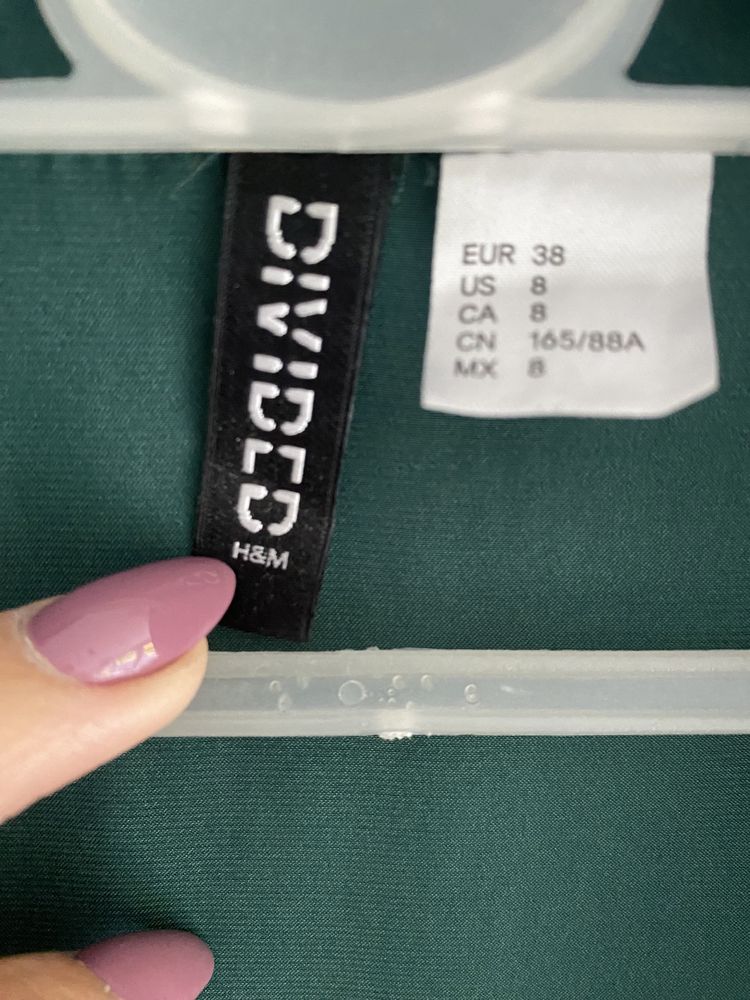 H&M ciemnozielona Koszula tunika długa pasek 38 M
