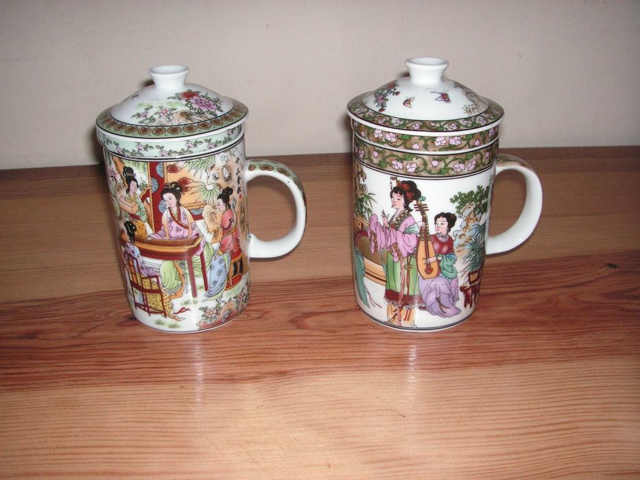 Porcelana Chinesa - Chávenas Chá e Pires, Canecas com Infusor de Chá