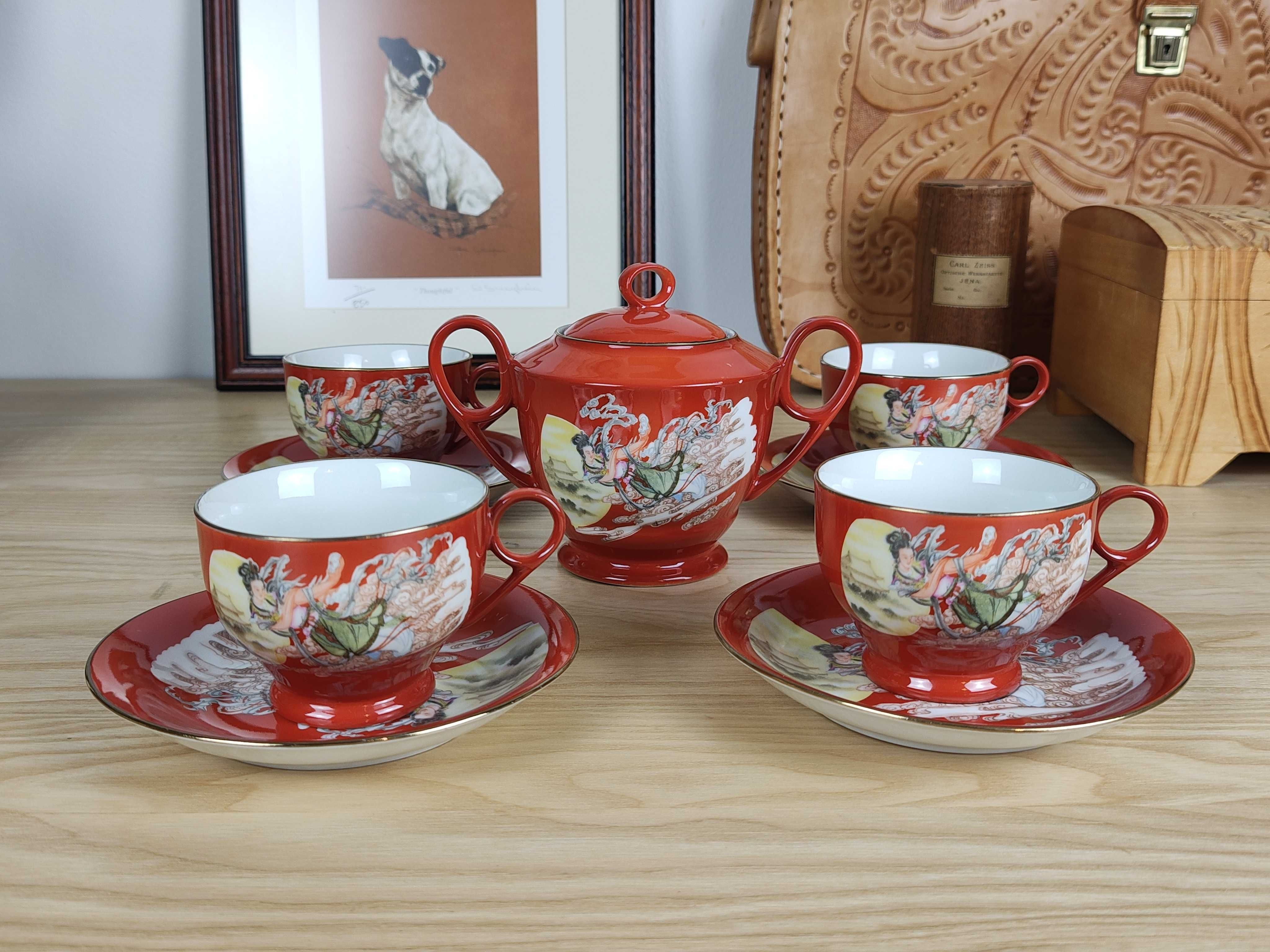 Zestaw z chińskiej porcelany - Kawa/Herbata, 4 Filiżanki