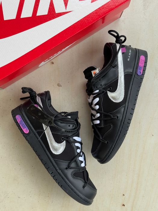 Мужские кроссовки Nike Low Dunk x Off-White 50/50 "Black Purple" 41-45