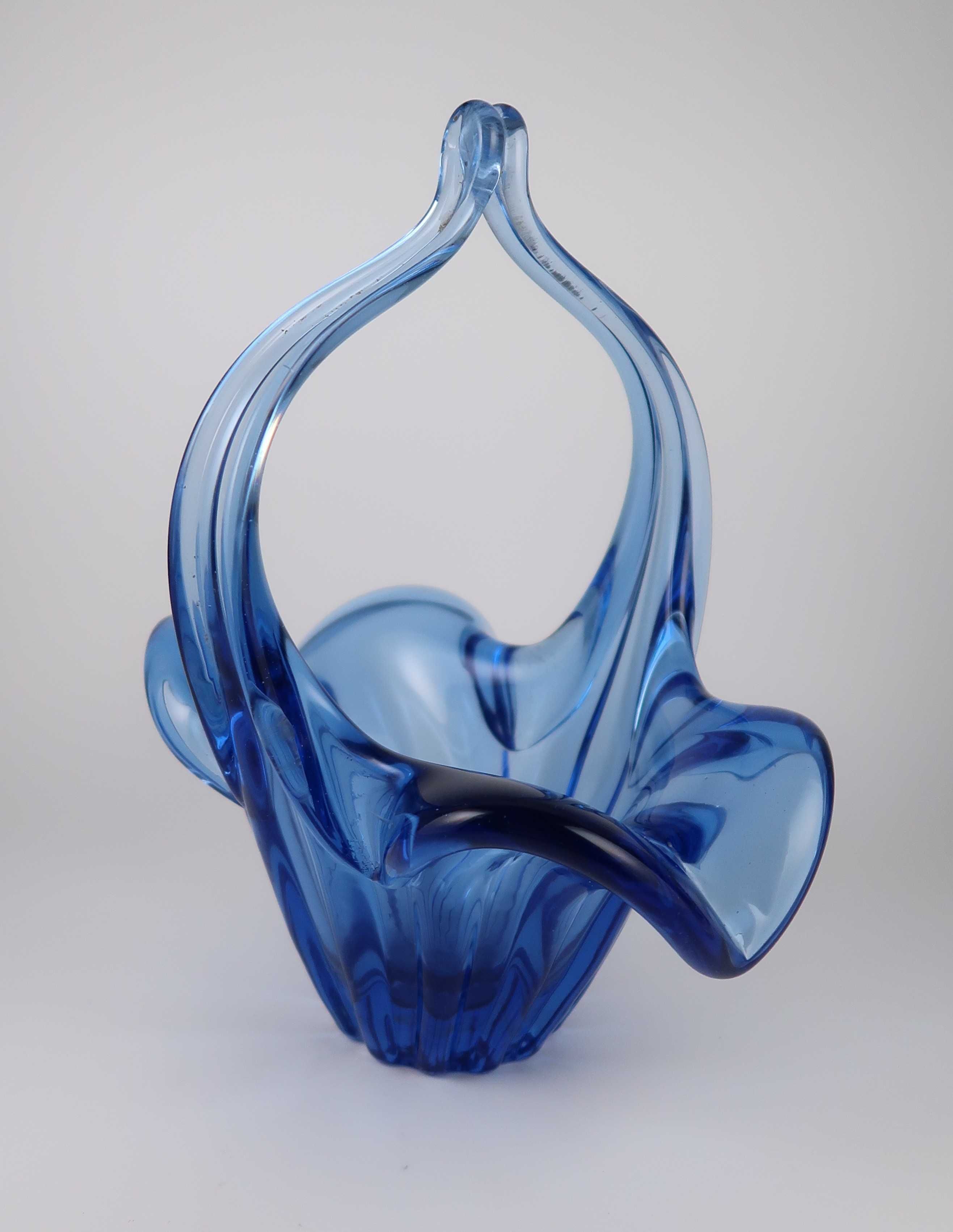Cesta Centro de Mesa em vidro Murano azul