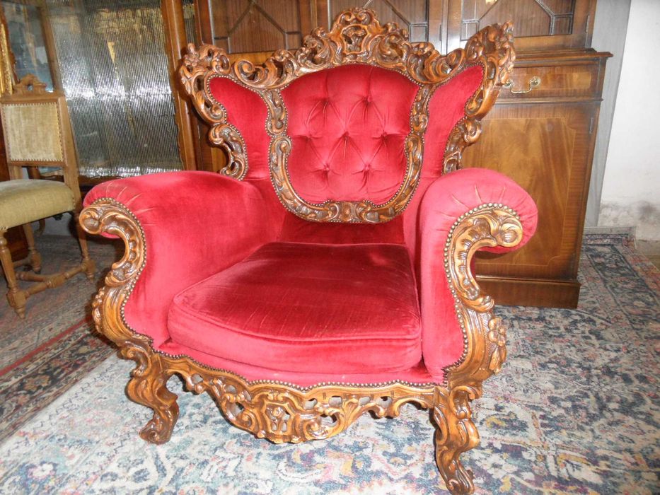 Fotel Barokowy Bogato Rzeźbiony z Holandii