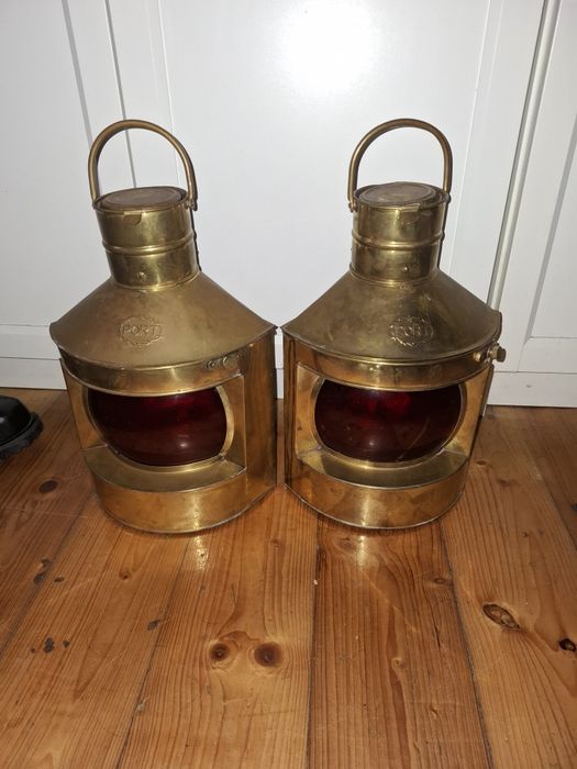 Lampy portowe okrętowe narożne, vintage