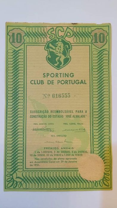 Rara Subscrição Reembolsável para construção do estádio " José  Alvala