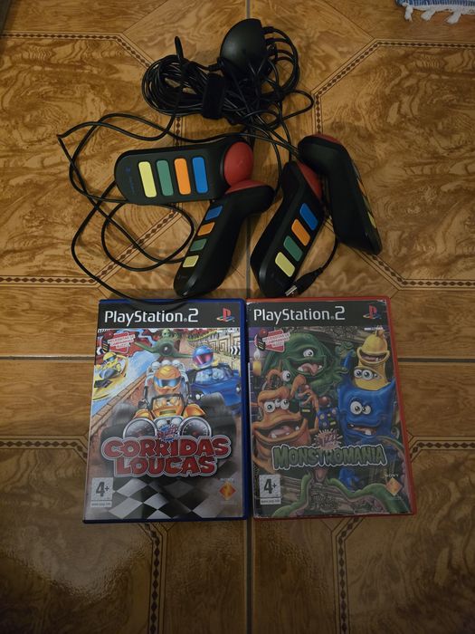 Campainhas buzz + jogos corrida louca e monstromania - playstation 2