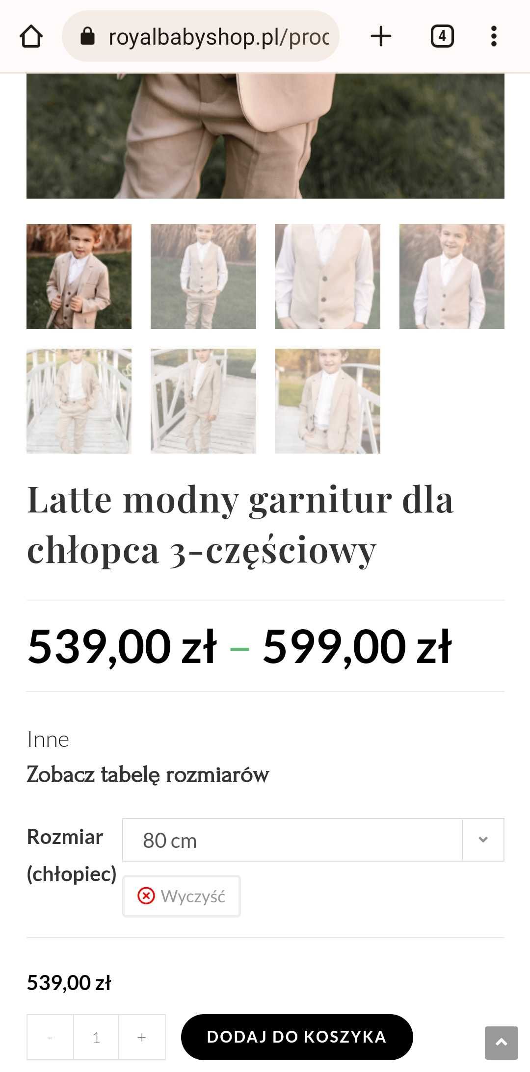 Latte modny garnitur dla chłopca 3-częściowy