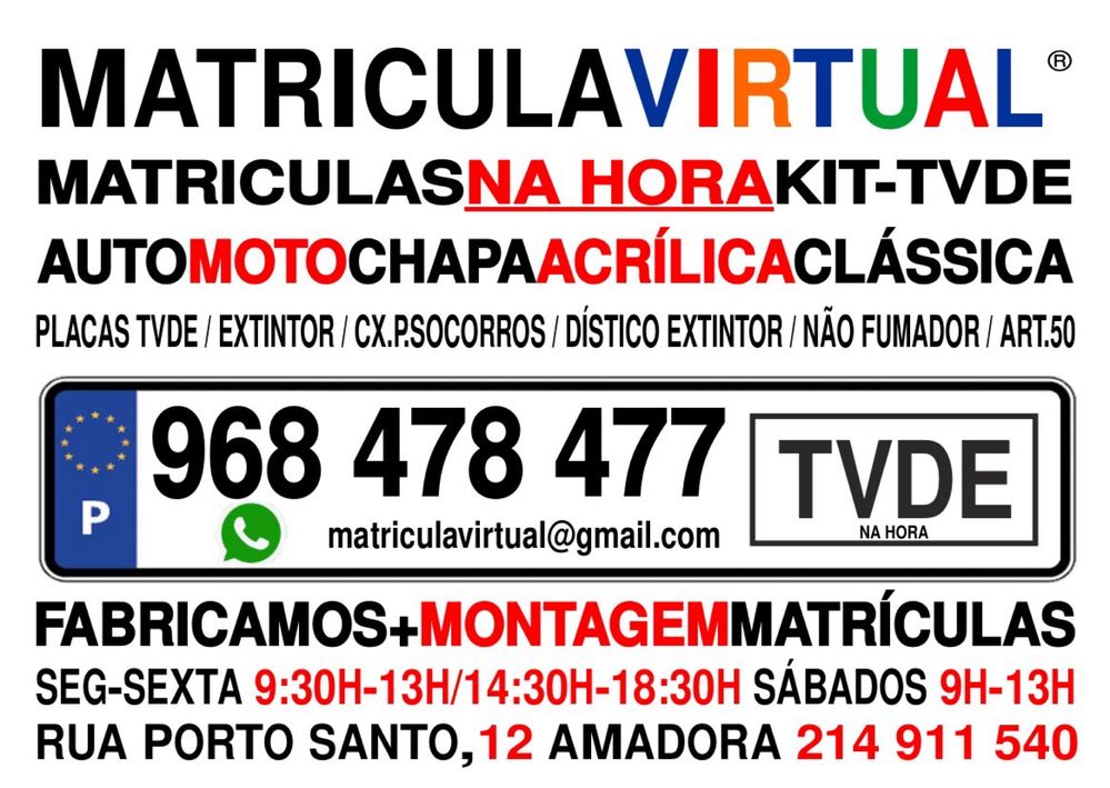 Matriculas carro & moto & tvde