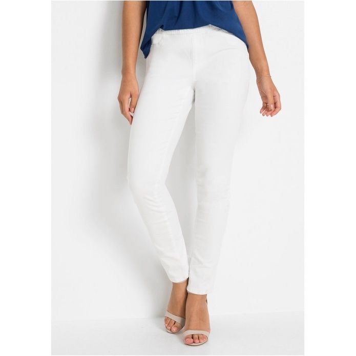 białe spodnie jegginsy na gumie 48-50