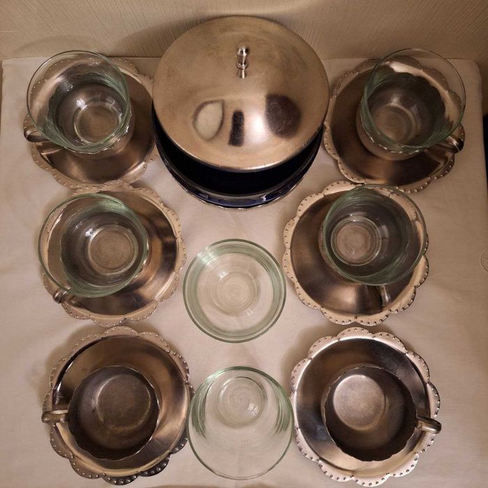 Новый Чайный набор с подстаканниками на 6 персон | СССР