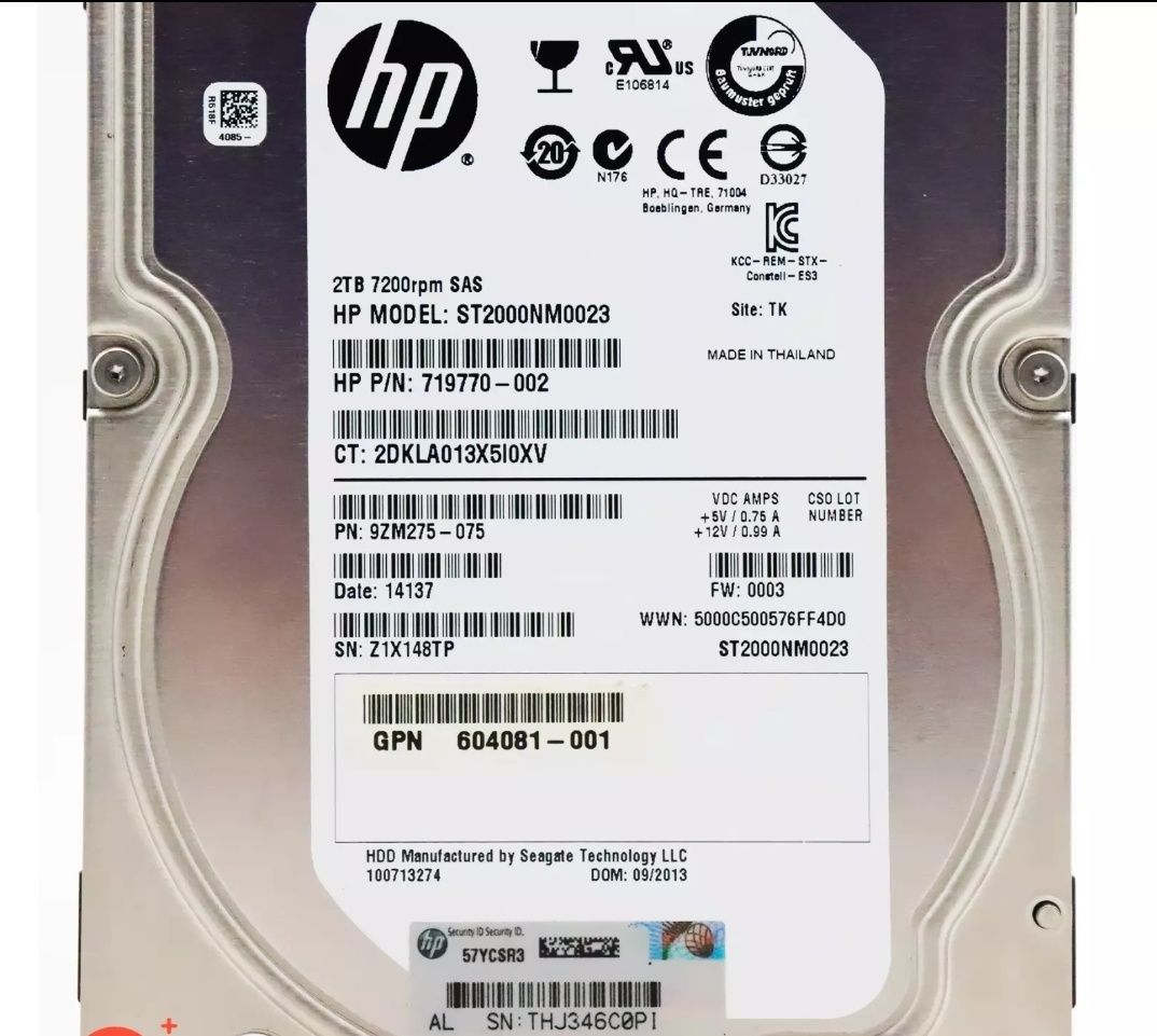 HP 2tb SAS 3'5 HDD