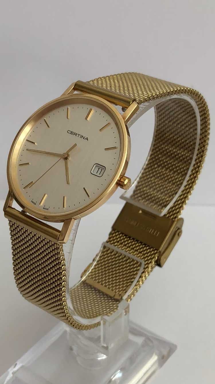 Certina, złoto 14K, model EOL 158.9289.65, piękna bransoleta