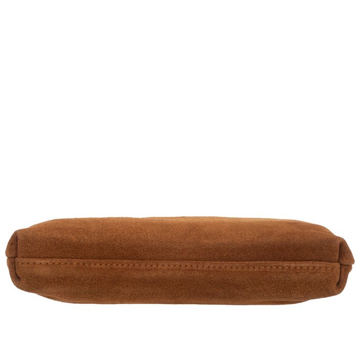 VERA PELLE torebka zamszowa listonoszka z paskiem V687 c.brązowa