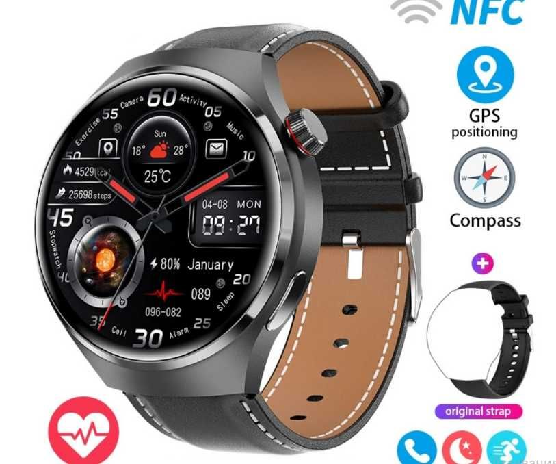 GT4PRO Smartwatch GPS Tracker Monitorowanie tętna SPO2 NFC ttst1472