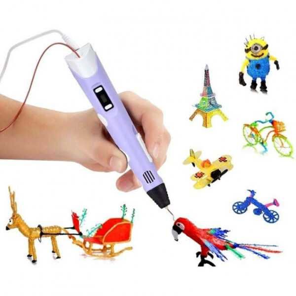 3D ручка Smart 3D Pen 2 c LCD дисплеєм. Колір фіолетовий