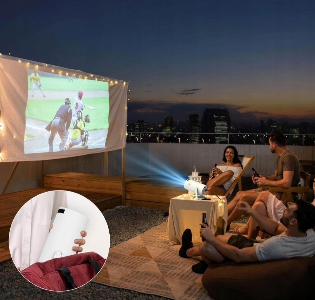 Projektor rzutnik ANDROID TV WIFI 4K przenośny Smart głośnik obrotowy
