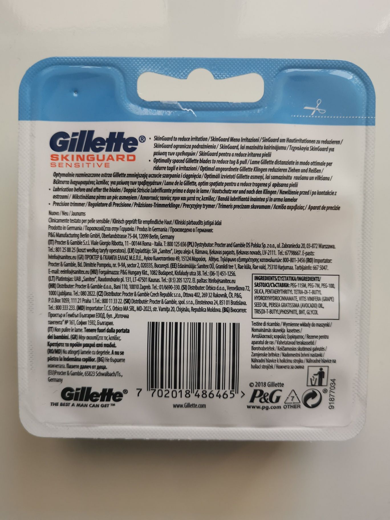 GILLETTE Skinguard Sensitive maszynka z 4 szt wkładów NOWE