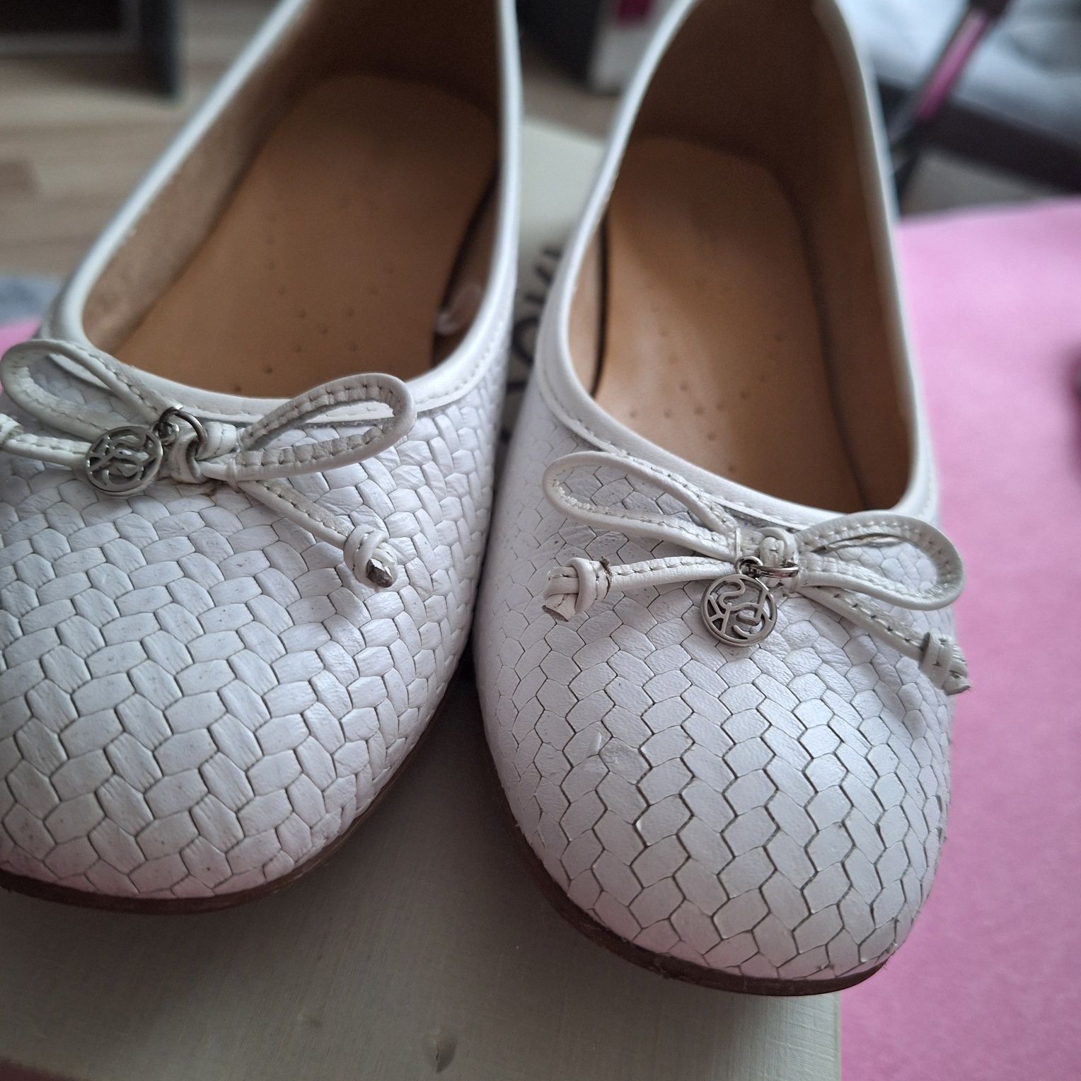 Buty baleriny białe skórzane do sukienki komunijnej / komunijne roz.37