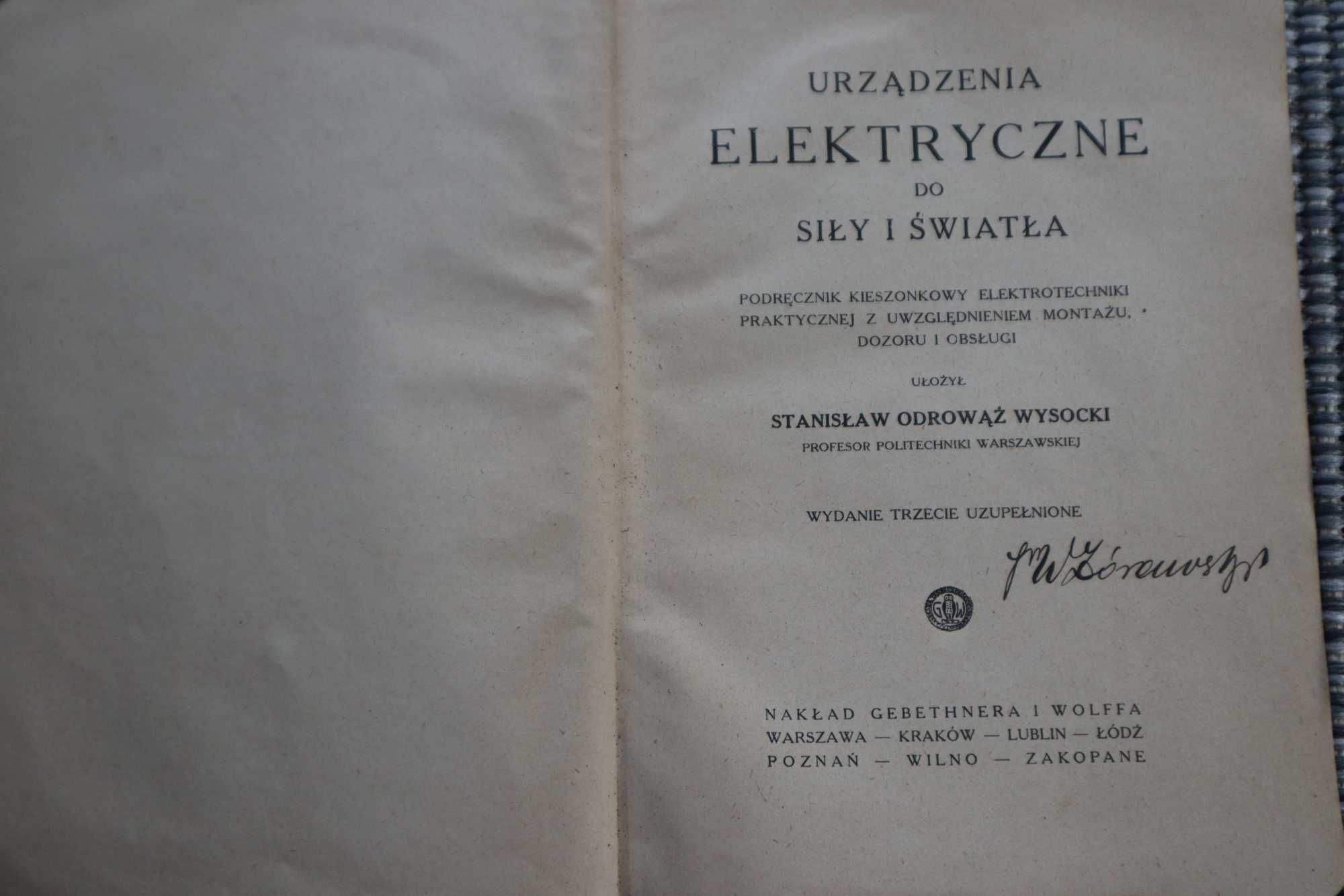 Urządzenia elektryczne WYD Gebethnera i Wolffa 1938 r L