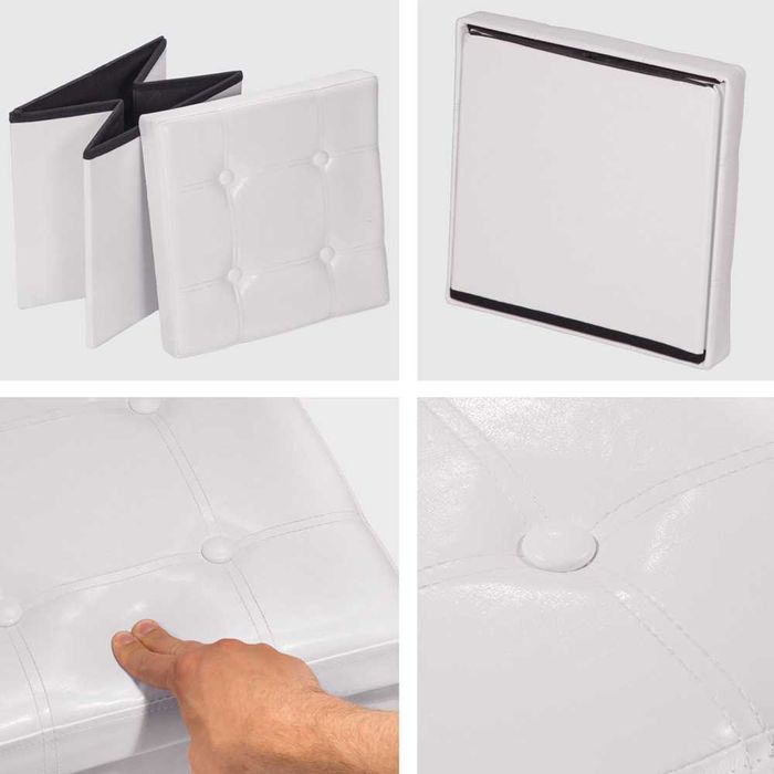 Składany puf ze schowkiem biały OUTLET