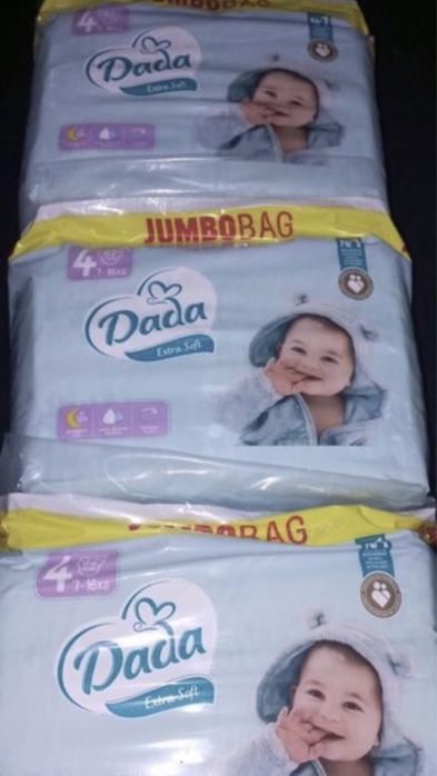 Pieluchy Dada jumbobag extra soft do 12 godz suchości pampersy zestaw
