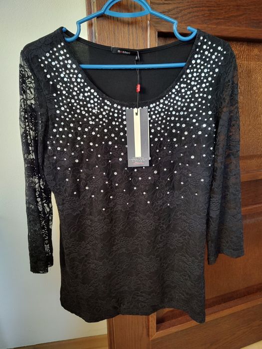 Nowa czarna koronkowa bluzka Monnari - r.L/XL