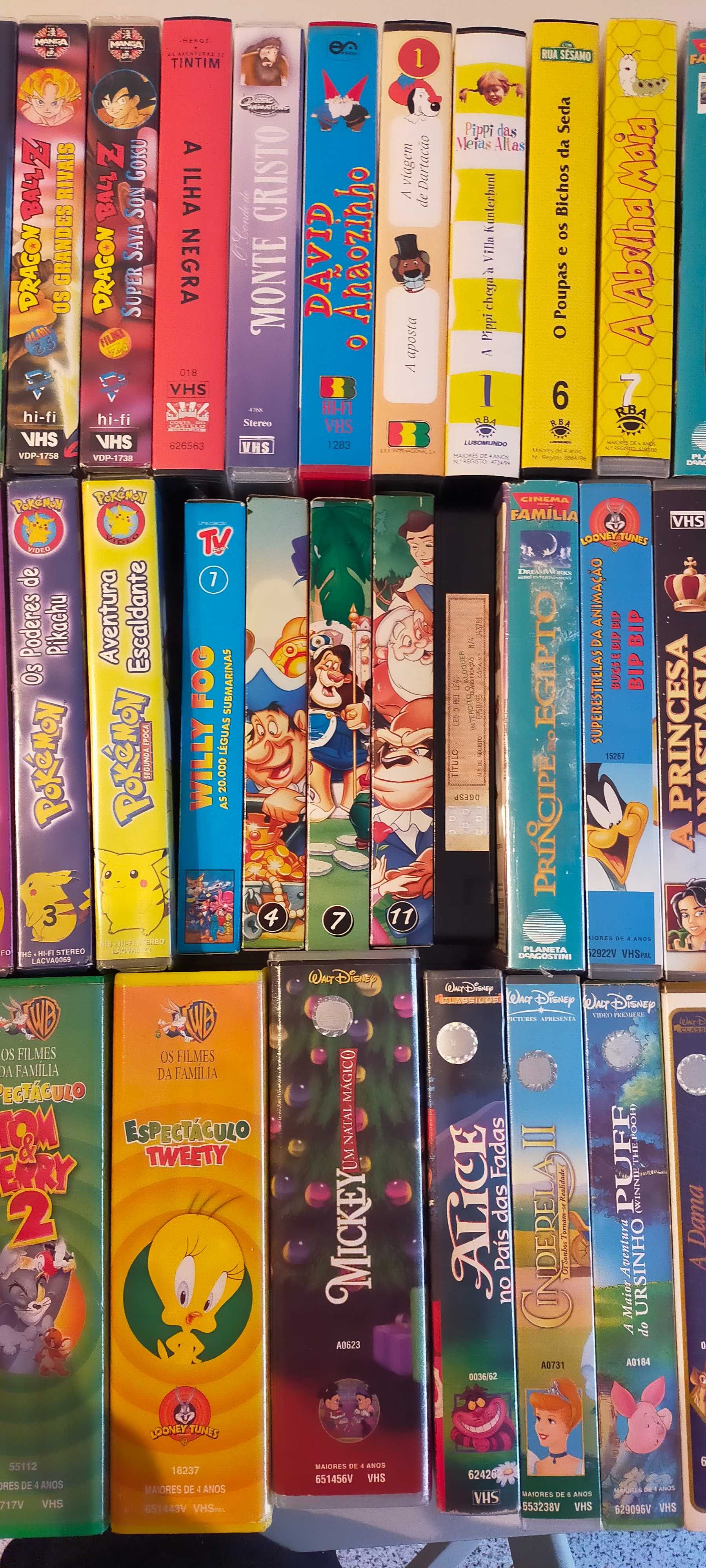 Cassetes de filmes diversos – Disney, Looney Tunes, Teletubbies, Conto
