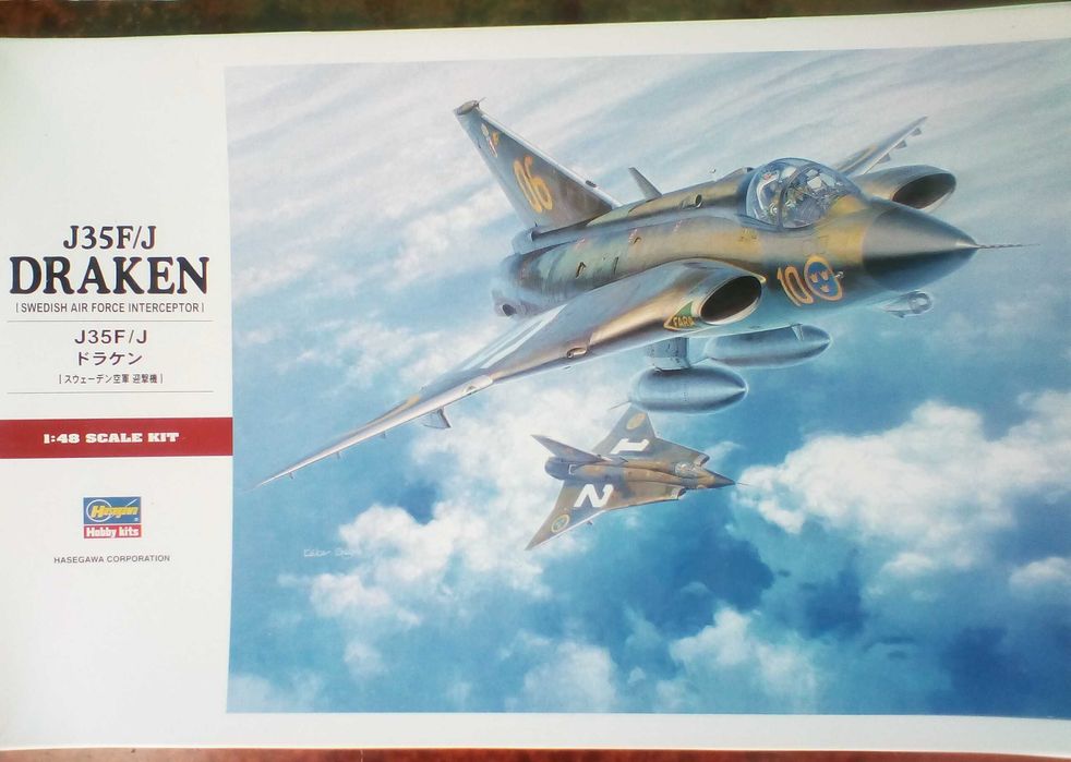 Сборная модель 1/48 Saab J-35J/F Draken фирмы Hasegawa