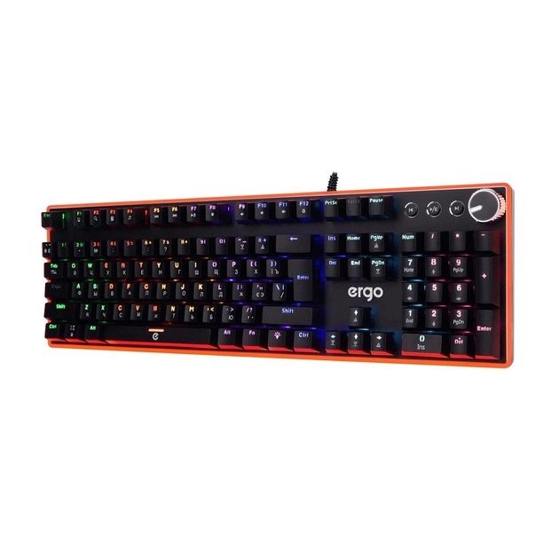 Ігрова Механічна Клавіатура Ergo KB-955, RGB, Blue Switch, чорна