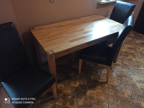 Stół z krzesłami drewniany, 4 krzesła do negocjacji