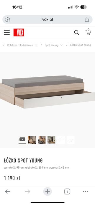 Łóżko młodzieżowe z tipi VOX