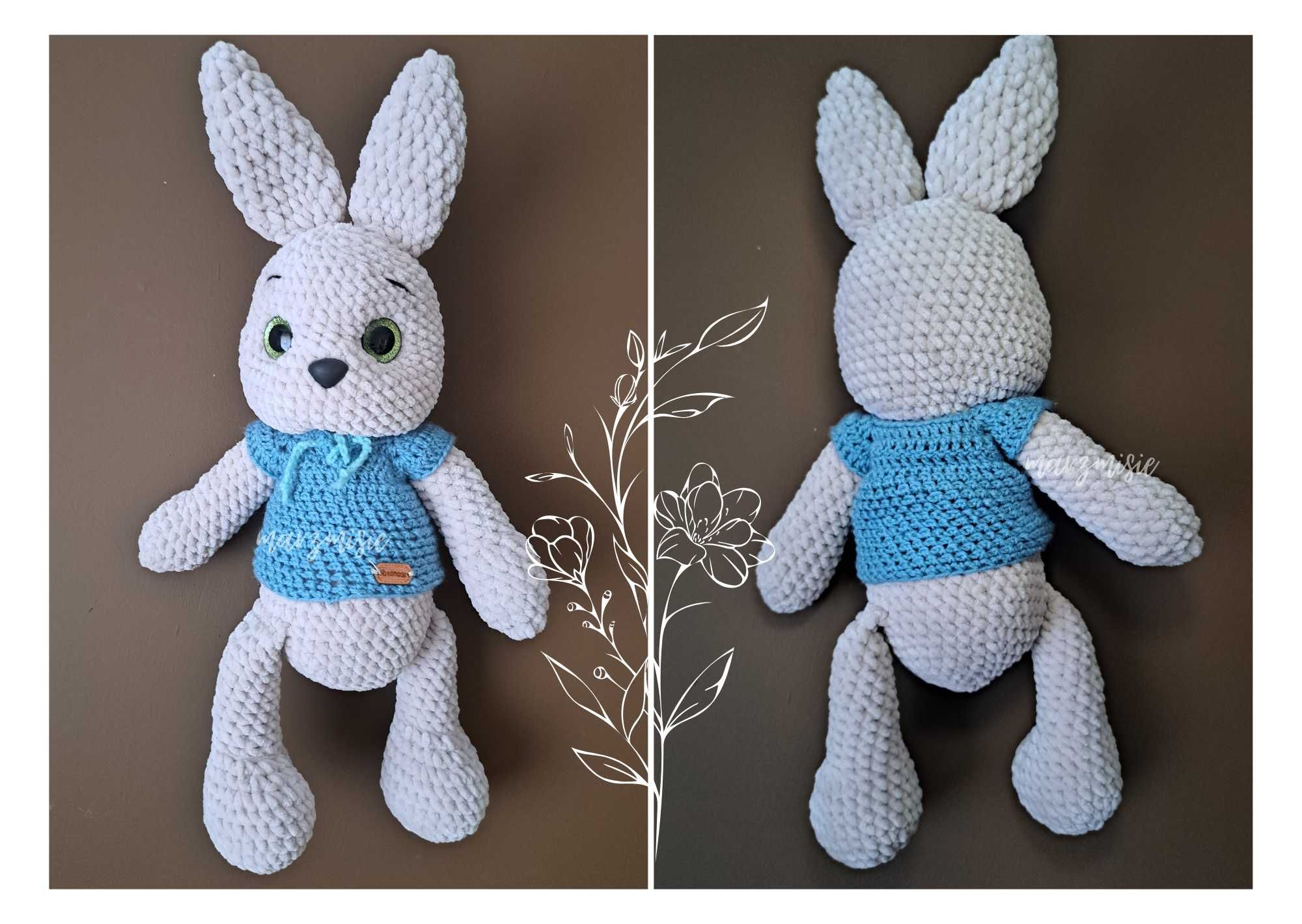 Szydełkowy królik, maskotka handmade, króliczek na szydełku, amigurumi