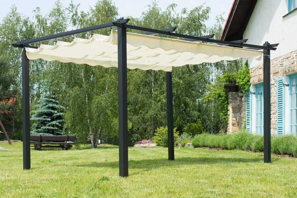 Wolnostojąca STALOWA Pergola ogrodowa 300 x 400 cm beżowa, nogi 6x6 cm