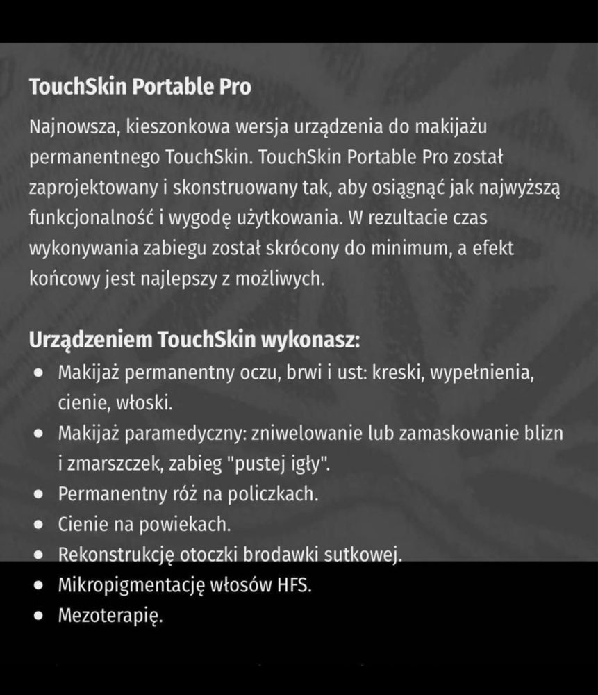 Maszynka do makijazu permanetnego PMU Touchskin