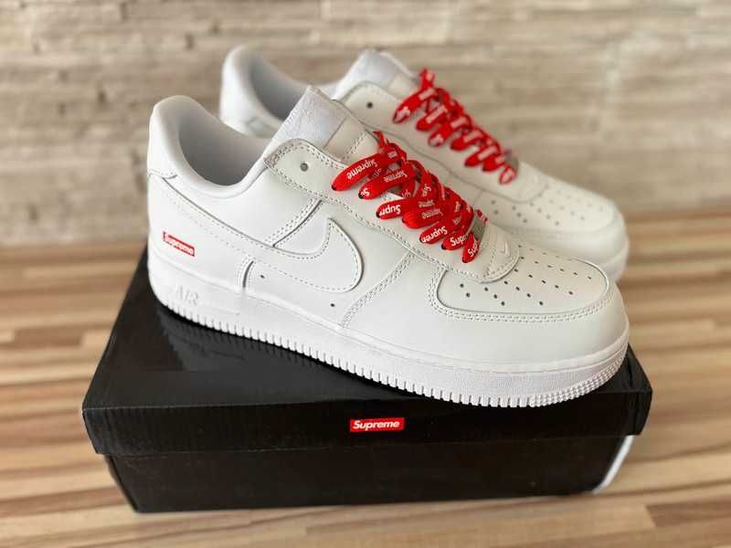 AF1\Powietrze*airDamskieNikeForce1SupremeWhite UnisexTrampki Rozm.44`