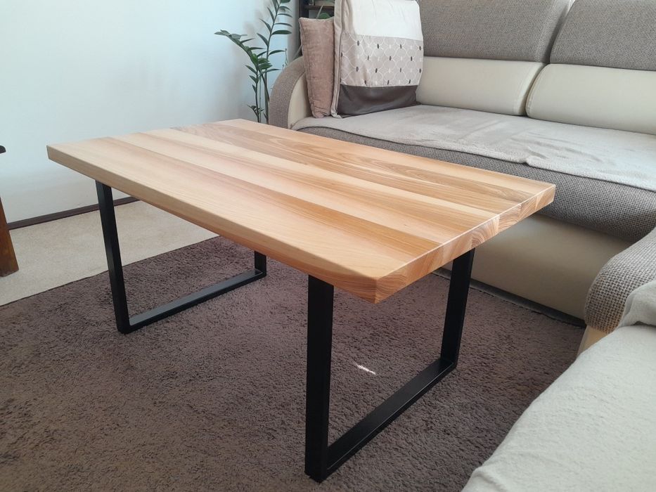 STÓŁ LOFT Kawowy Stolik do Salonu Drewniany (Blat Jesion)