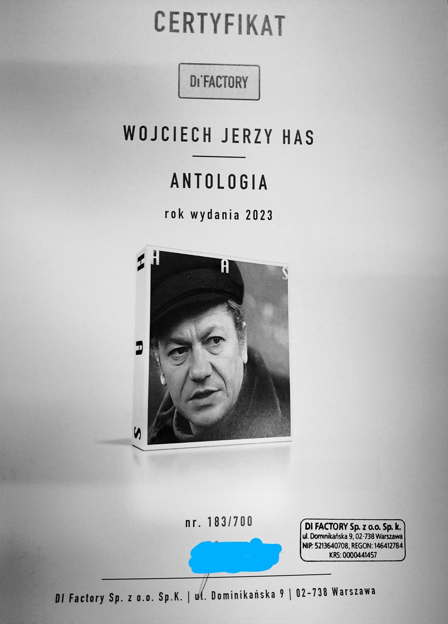 Wojciech Jerzy Has Antologia 16 płyt Blu-ray + certyfikat dystrybutora