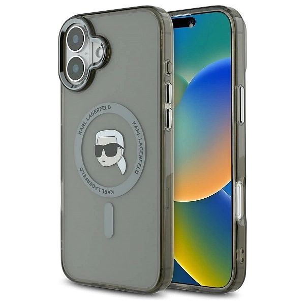 Etui Karl Lagerfeld IML Metal Karl Head MagSafe na iPhone 16 - czarne