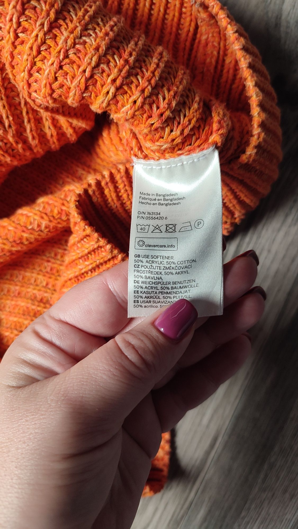 Sweterek oversize jesienny H&M rozmiar M pomarańczowy