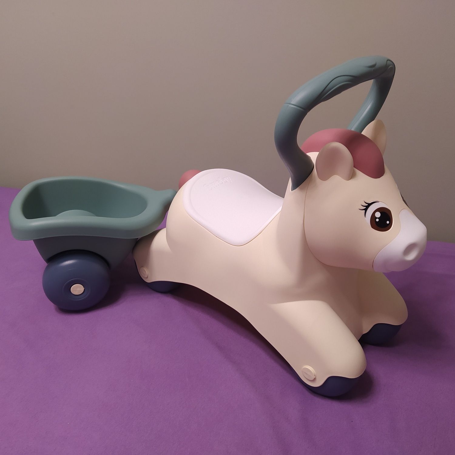 Smoby Little Pierwszy Jeździk Baby Pony Kucyk z przyczepką