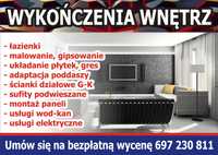 Wykończenia  wnetrz , Remont - Malowanie,Gipsowanie ,Łazienki -WOLNE