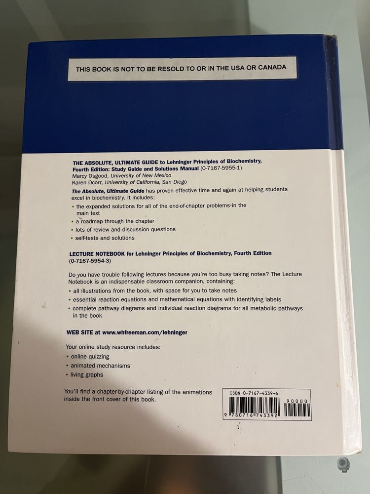 Lehninger Principles of Biochemistry