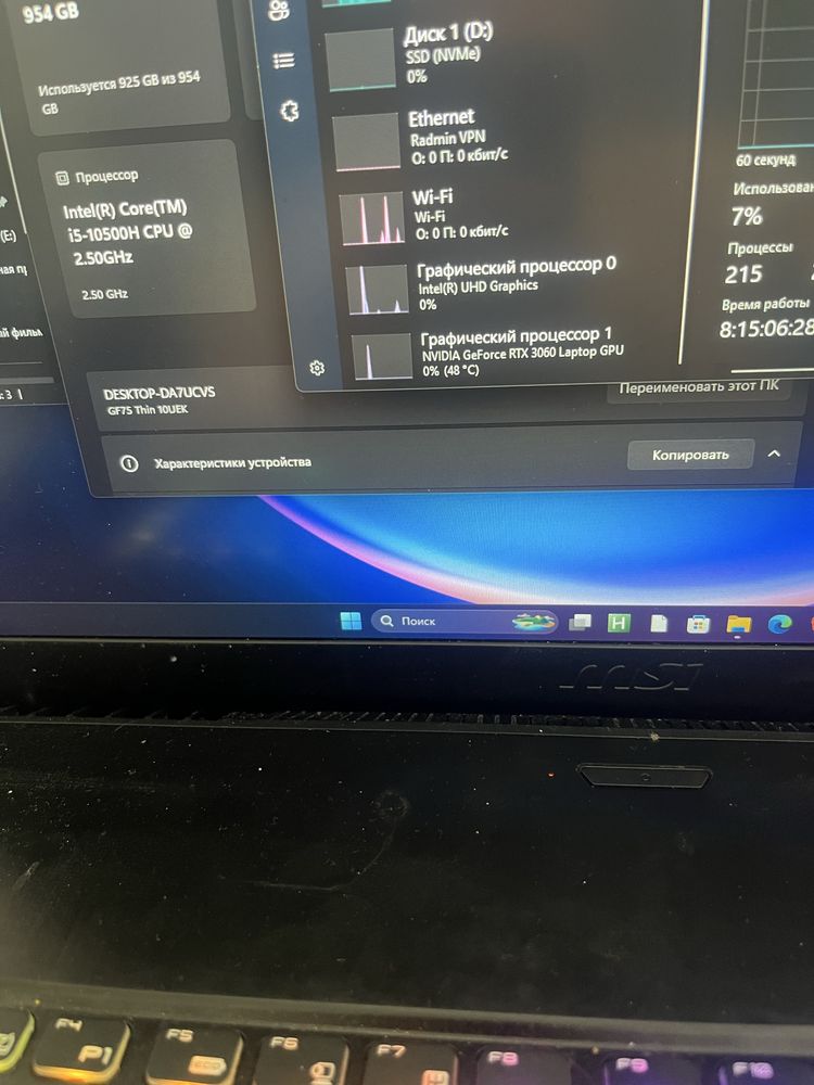 Ноутбук Msi gf 75 3060