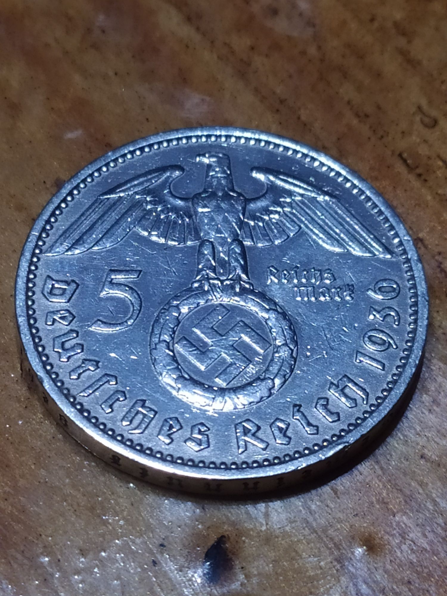 Срібна монета 5 рейхсмарки 1936 Крупна свастика.Серебро 900 °