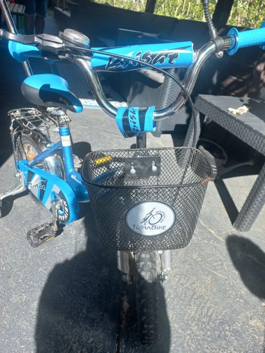 Rower BMX dziecięcy +boczne kółka koszyk bagażnik pchacz i lusterko